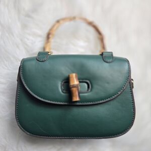 Green Mini Bag with Bamboo Handle